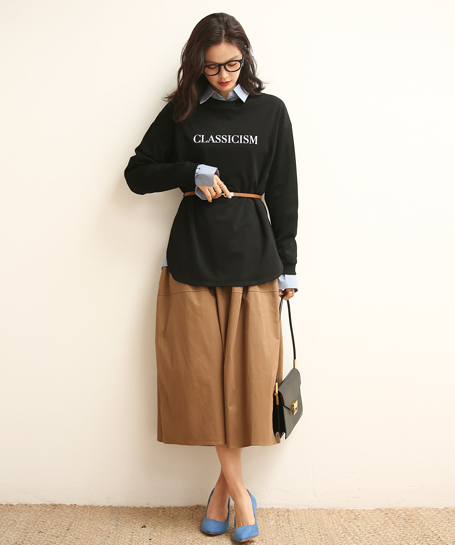 ゴールドバックル細ベルトxyf0002 ブラウン