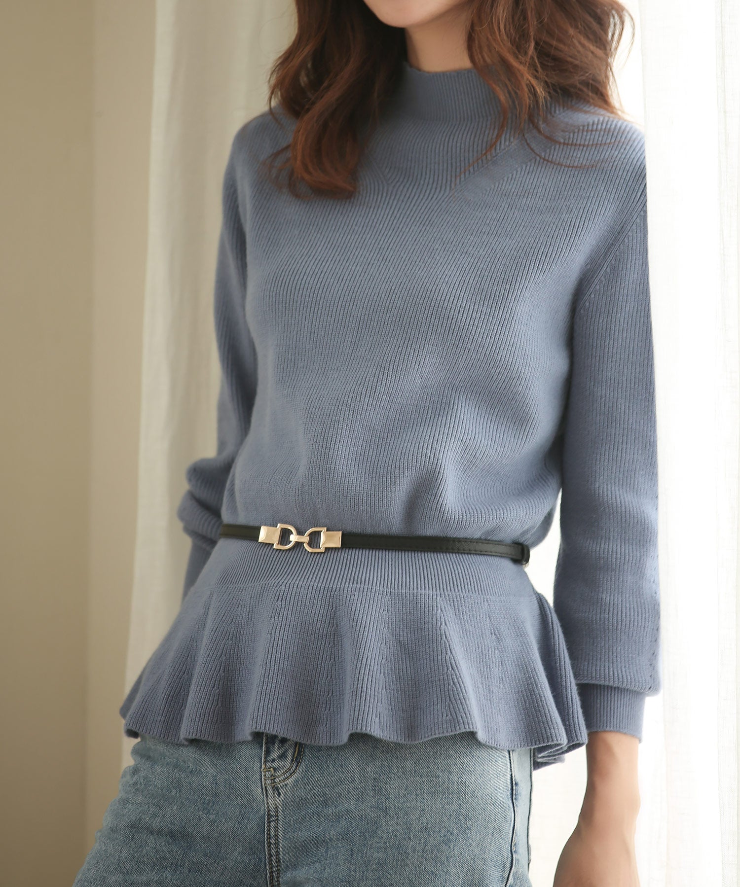 ゴールドバックル細ベルトxyf0002 ブラック