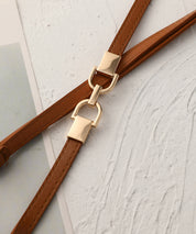 ゴールドバックル細ベルトxyf0002 ブラウン