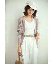 サマーニットVネックカーディガンxyf2080 ラベンダー