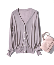 サマーニットVネックカーディガンxyf2080 ラベンダー