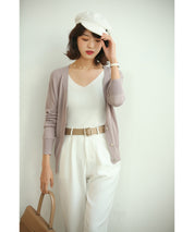 サマーニットVネックカーディガンxyf2080-103-100