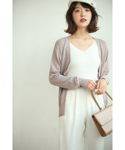 サマーニットVネックカーディガンxyf2080 ラベンダー