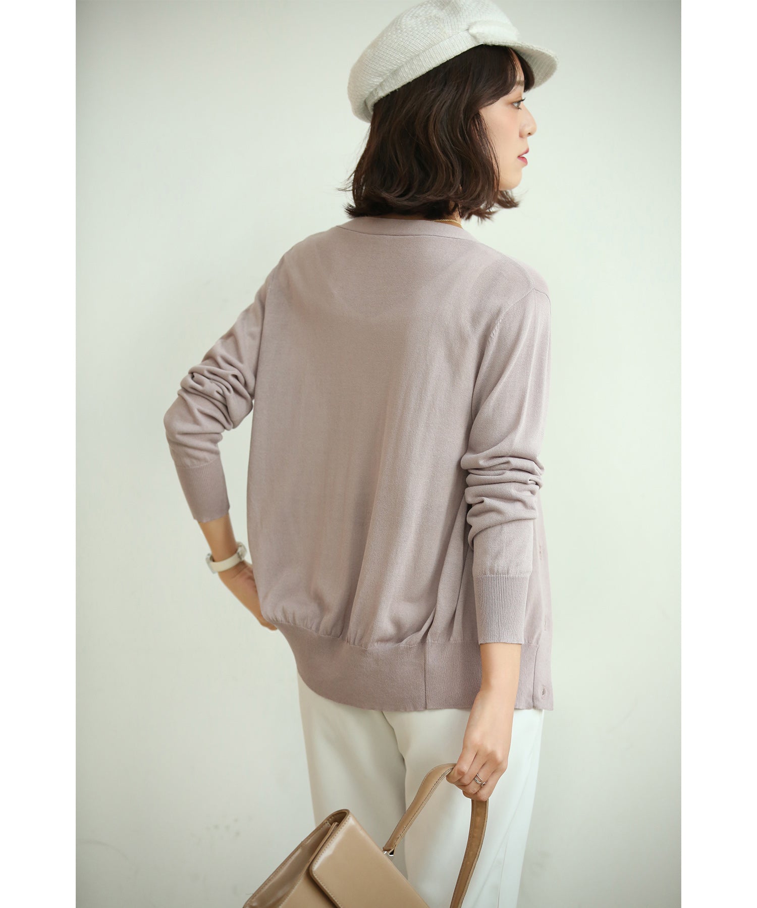 サマーニットVネックカーディガンxyf2080 ラベンダー