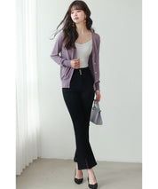 サマーニットVネックカーディガンxyf2080 パープル