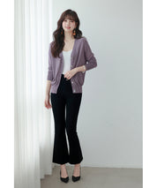 サマーニットVネックカーディガンxyf2080 パープル