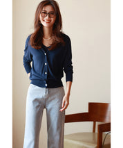 サマーニットVネックカーディガンxyf2080-103-16