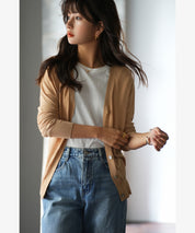 サマーニットVネックカーディガンxyf2080-103-171