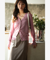 サマーニットVネックカーディガンxyf2080-103-177