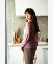 サマーニットVネックカーディガンxyf2080 ローズ