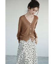 サマーニットVネックカーディガンxyf2080-103-17