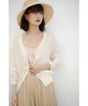 サマーニットVネックカーディガンxyf2080-103-1