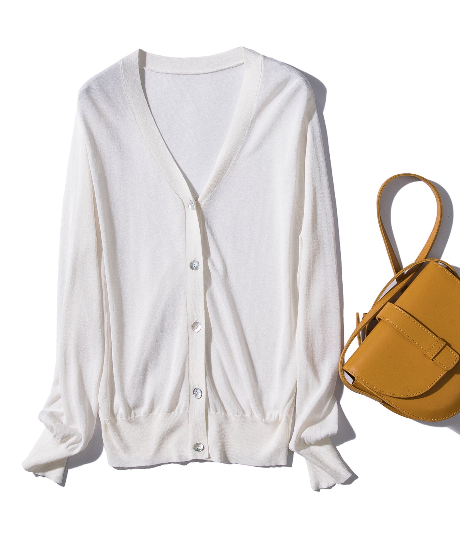 サマーニットVネックカーディガンxyf2080 ホワイト