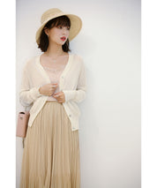 サマーニットVネックカーディガンxyf2080 ホワイト