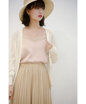 サマーニットVネックカーディガンxyf2080 ホワイト