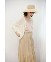 サマーニットVネックカーディガンxyf2080 ホワイト