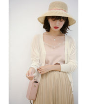 サマーニットVネックカーディガンxyf2080 ホワイト