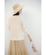 サマーニットVネックカーディガンxyf2080 ホワイト