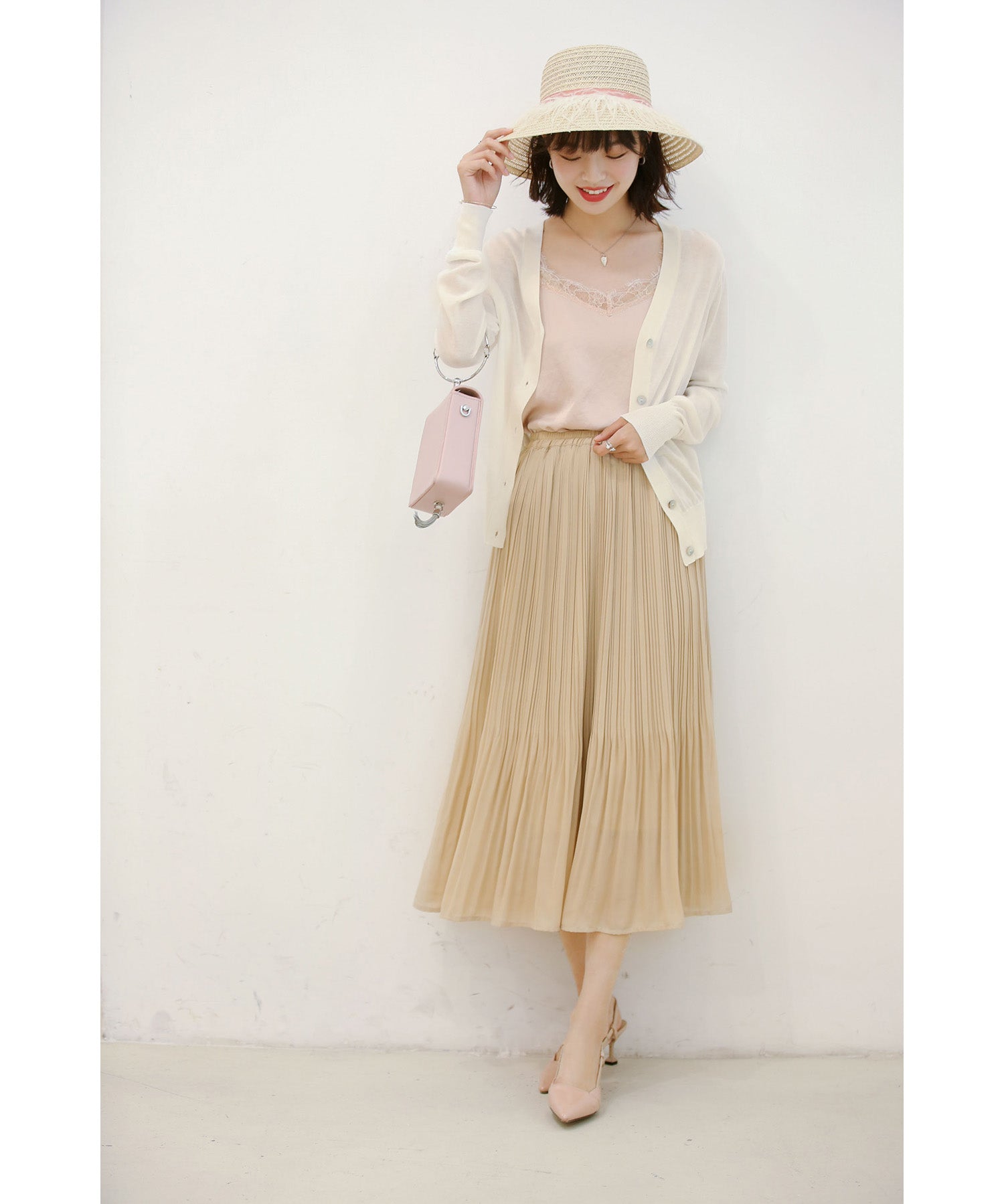 サマーニットVネックカーディガンxyf2080 ホワイト