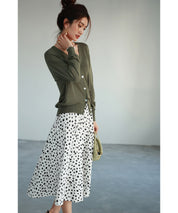 サマーニットVネックカーディガンxyf2080 カーキ