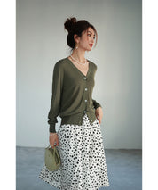 サマーニットVネックカーディガンxyf2080 カーキ