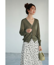 サマーニットVネックカーディガンxyf2080 カーキ