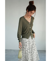 サマーニットVネックカーディガンxyf2080 カーキ