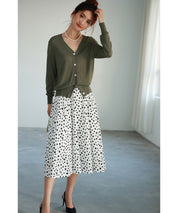 サマーニットVネックカーディガンxyf2080 カーキ