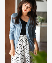 サマーニットVネックカーディガンxyf2080 ブルー