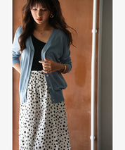 サマーニットVネックカーディガンxyf2080 ブルー