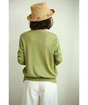 サマーニットVネックカーディガンxyf2080 グリーン