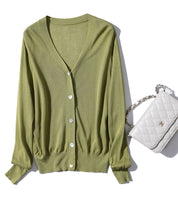 サマーニットVネックカーディガンxyf2080 グリーン