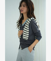 サマーニットVネックカーディガンxyf2080 チャコール