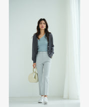 サマーニットVネックカーディガンxyf2080 チャコール