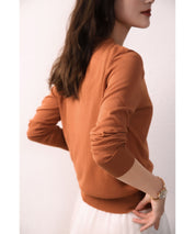 サマーニットVネックカーディガンxyf2080 テラコッタ