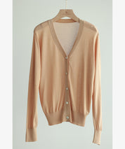 サマーニットVネックカーディガンxyf2080 キャメル