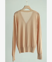 サマーニットVネックカーディガンxyf2080 キャメル