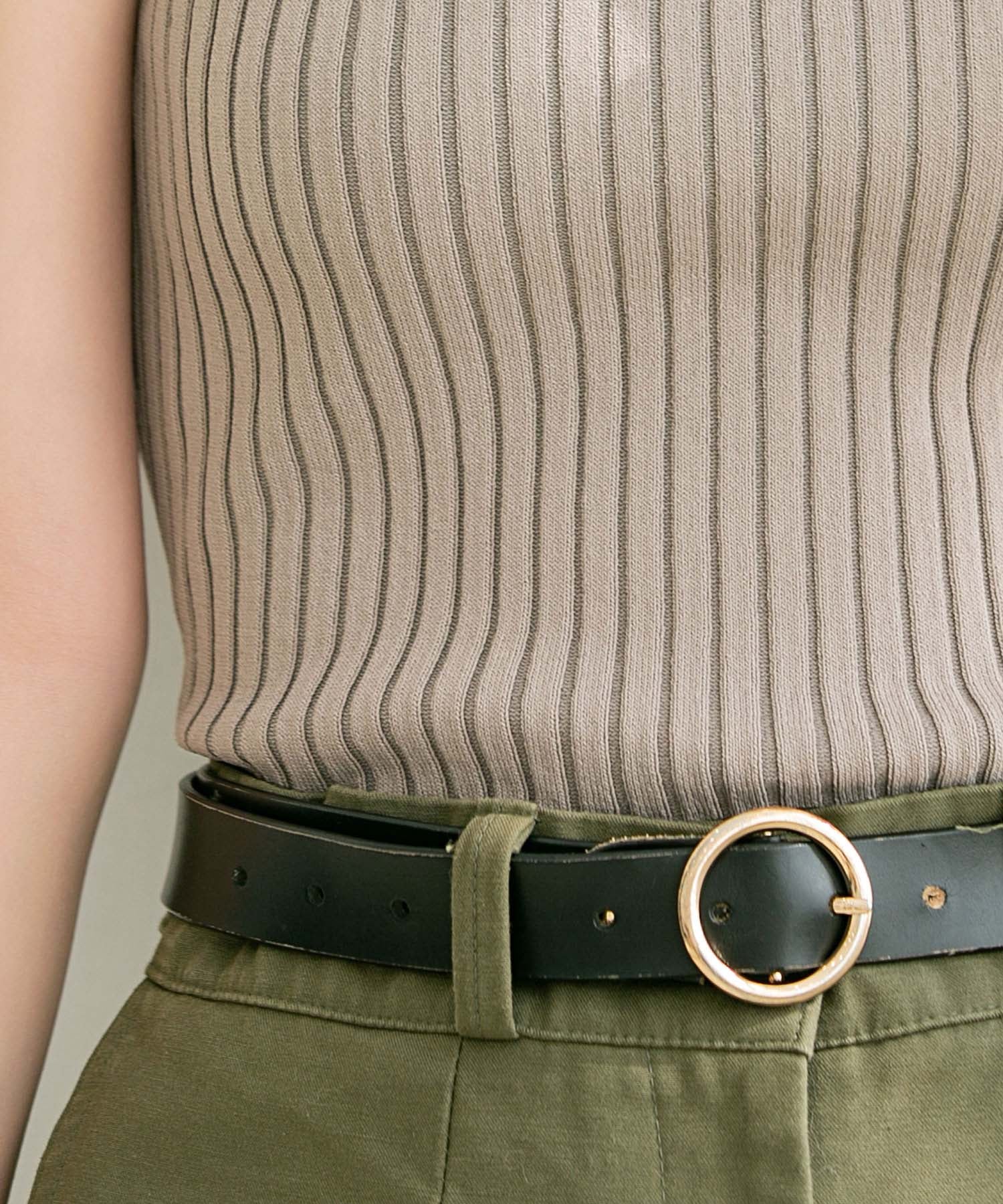 フレンチスリーブリブ切替サマーニットトップスxyf9299 ベージュ