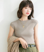フレンチスリーブリブ切替サマーニットトップスxyf9299-103-14