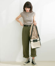 フレンチスリーブリブ切替サマーニットトップスxyf9299 ベージュ