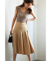 フレンチスリーブリブ切替サマーニットトップスxyf9299 ベージュ系その他