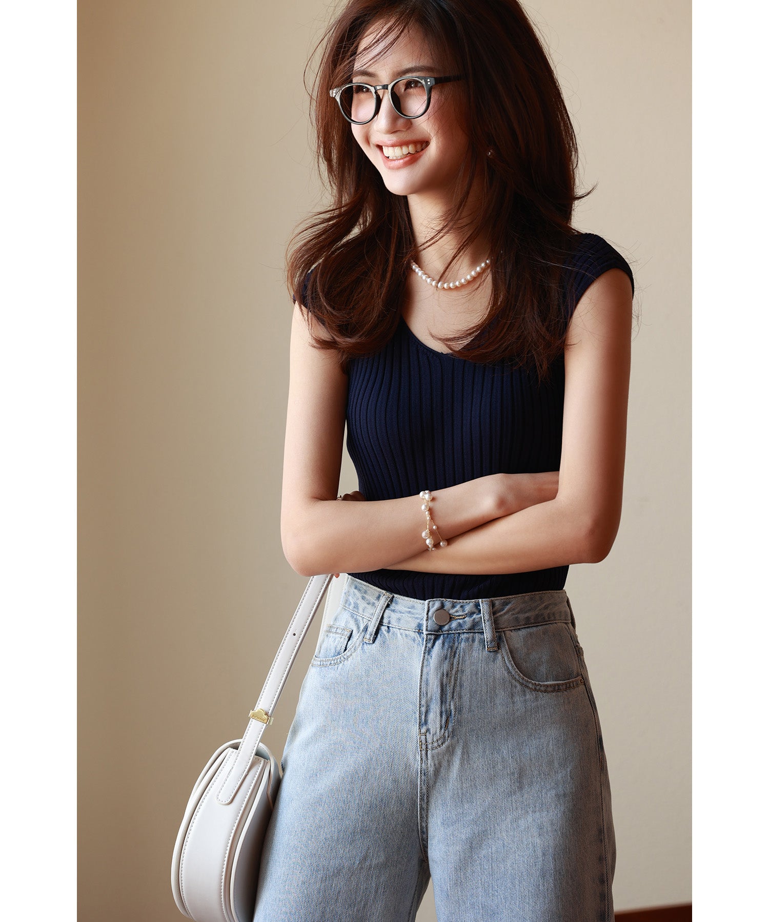 フレンチスリーブリブ切替サマーニットトップスxyf9299 ブルー系その他