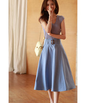 フレンチスリーブリブ切替サマーニットトップスxyf9299 パープル系その他