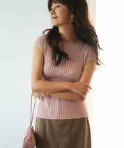 フレンチスリーブリブ切替サマーニットトップスxyf9299-103-173