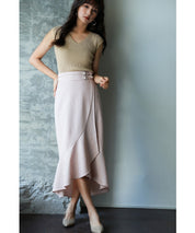 フレンチスリーブリブ切替サマーニットトップスxyf9299 ベージュ系その他2