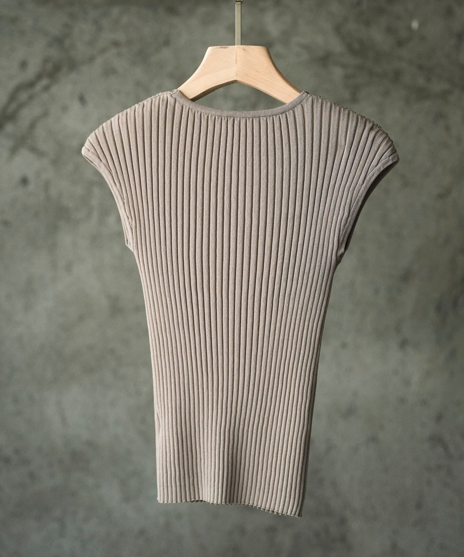 フレンチスリーブリブ切替サマーニットトップスxyf9299 ベージュ系その他