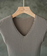 フレンチスリーブリブ切替サマーニットトップスxyf9299 ベージュ系その他