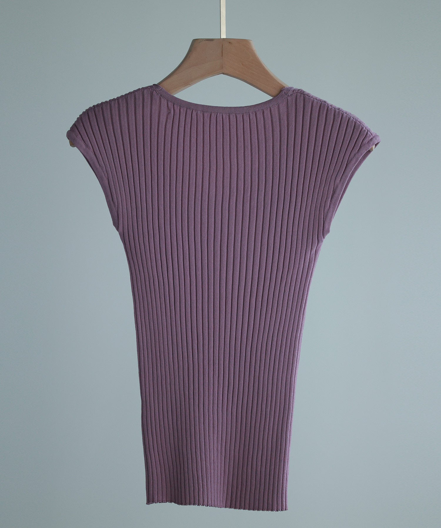フレンチスリーブリブ切替サマーニットトップスxyf9299 パープル系その他2