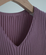 フレンチスリーブリブ切替サマーニットトップスxyf9299 パープル系その他2