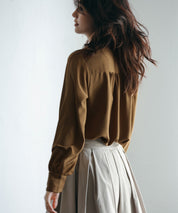 リボンタイシャーリングブラウスxyz265119 ブラウン